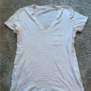 Madewell Cream V-Neck Short Sleeve Tee